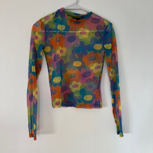 Lazy Oaf Tops - Lazy Oaf Colorful Floral Mesh Long Sleeve Top 8 - S